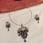 Posh Peacock Purple AD Pendant Chain Necklace