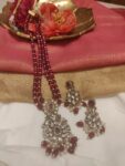 Alluring Handcrafted Red 2 Layer Flowral Peacock Necklace with Red white Beads