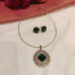 Poised Floral Crystal Red AD Stone Chian Necklace