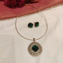 Poised Floral Crystal Red AD Stone Chian Necklace