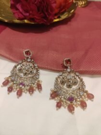Regal Floral Jhumka With Pink White Beads