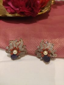 Sought Earrings With Purple Red AD Stone