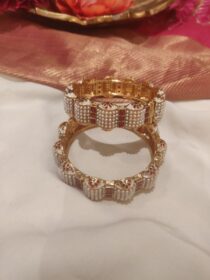 Brilliant White Pearl Design Bridal Bangles Set of 2
