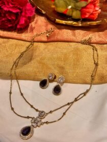 Timeless 2 Layer Chain With crystal Floral  and Purple AD Stone