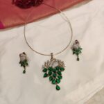Ethereal Crystal Peacock With Green AD Stone Chian