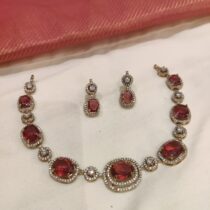 Radiant Red AD Stone Short Necklace