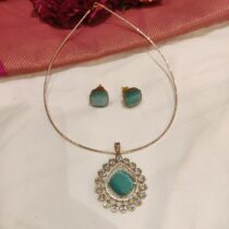 Poised Floral Crystal Skyblue AD Stone Chian Necklace