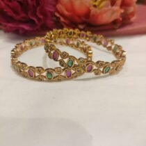 Posh Red Green AD Stone Bangles Set of 2