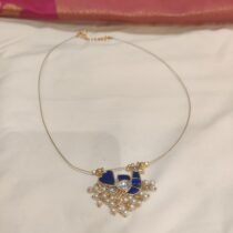 Glamorous Chain With Blue Peacock White Beads