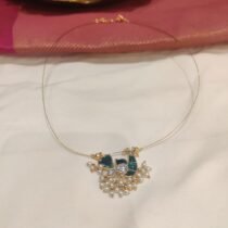 Glamorous Chain With Green Peacock White Beads