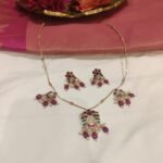 Sparkling Chain With Floral Pendant Red White Beads