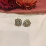 Trendsetting Floral Earrings With Mint AD Stone