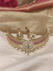Majestic Ruby Choker With White Beads