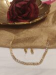 Refined Golden Necklace With Crystal AD Stone