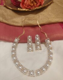Opulent White Pearl CZ Short Necklace