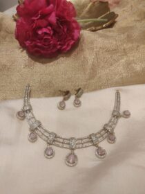 Whimisical CZ Necklace With Pink AD Beads