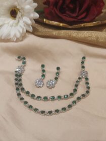 Enchanting Floral 2 Layer CZ Green Necklace