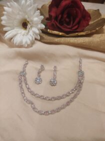 Enchanting Floral 2 Layer CZ Pink Necklace