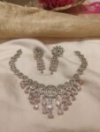 Iconic Crystal AD Round Droplet Necklace with pink Ad Stone