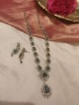 Radiant Floral Green AD Stone Long Necklace
