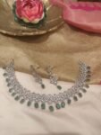 Rare CZ Necklace With Green Ad Stone
