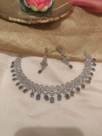 Rare CZ Necklace With Blue Ad Stone