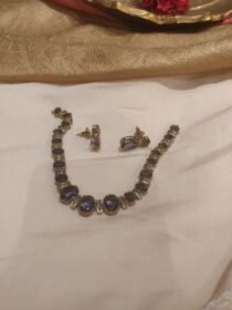 Ornate Purple AD Stone Short Necklace