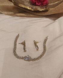 Regal Crystal Necklace with Crystal AD Stone