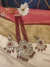 Tantalizing 3 Layer Handcarfted Red Mala With Peacock Pendant