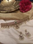 Resplendent Ruby Stone Choker With White Beads