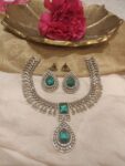 Sparkling Crystal AD Necklace with Ice Green Ad Stone