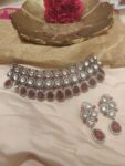 Alluring Crystal Red Ad Stone Droplet Choker