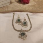 Whimisical Green Ad Chain With White Beads