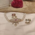 Graceful 3 Layer Droplet Pearl Choker With Changeable AD Stones