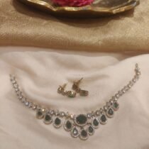 Sparkling Crystal AD Stone Droplet Necklace with Green Ad Stone