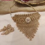 Sparkling golden bridal with stone  necklace