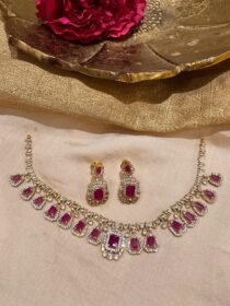 Elegant red blood bridal with diamond necklace