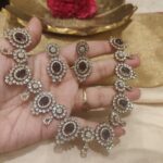 Alluring brown stone with floral diamond necklace