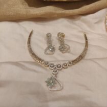 Rare floral sky stone and diamond golden choker necklace