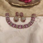 Whimisical Graceful royal pink and diamond  choker necklace