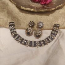 Graceful Bespoke blueberry  and diamond  choker necklace