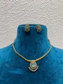 Captivating bridal sky stone with diamond with golden chain