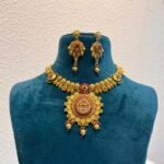 Timeless Tantalizing bridal golden temple design necklace