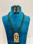 Grand Ethereal god golden pendant with green bds bridal necklace