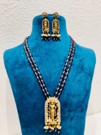 Ethereal god golden pendant with black bds bridal necklace