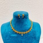 Iconic golden bridal small floral with red and green stone choker necklace