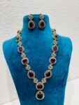 Sophisticated ruby stone and ad diamond bridal necklace