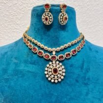 Graceful Unique Divine bridal 2 layer red blood  stone necklace