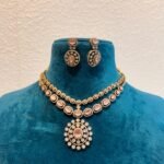Divine bridal 2 layer pink rose stone necklace