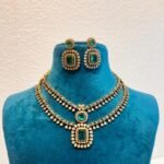 Captivating 2 layer ad diamond and emerald  stone necklace